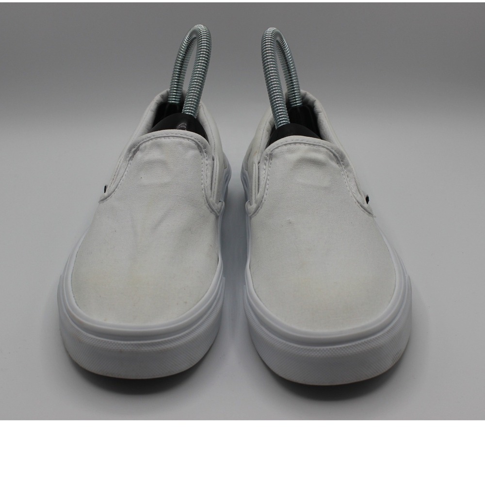 Vans Classic Slip-On White Canvas Sneakers VN000EYEBWW Mens 5 Womens 6.5 - Picture 2 of 8